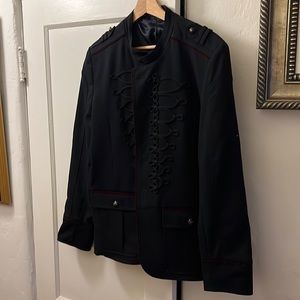 Zara Denim Couture Military Style Navy Jacket